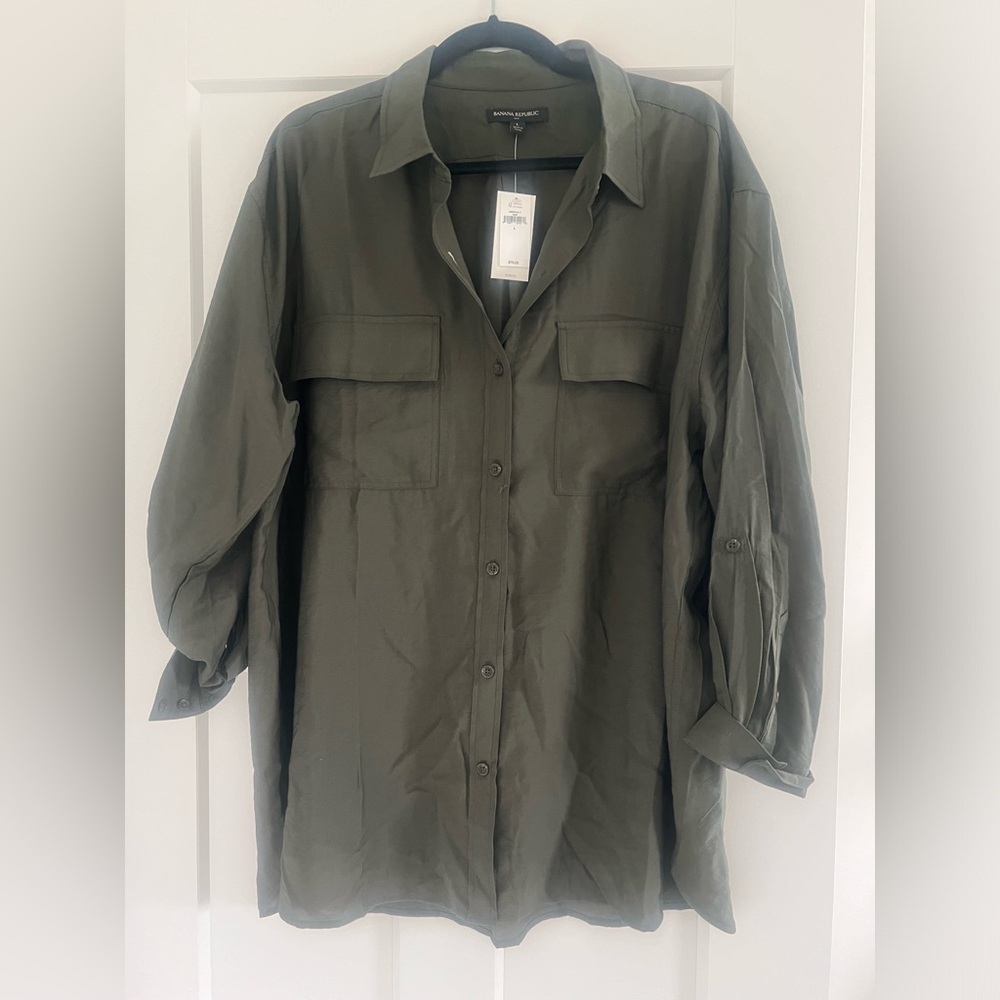 Green utility blouse